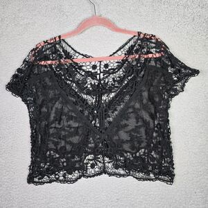 Absolutely Nordstrom Mesh Top S Black  Whimsigoth Goth Festival Feminine Lace